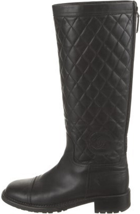 Chanel Interlocking CC Logo Leather Riding Boots - ShopStyle