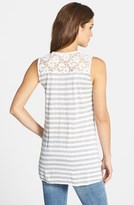 Thumbnail for your product : Olivia Moon Sleeveless Lace Inset Faux Wrap Top