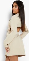 Thumbnail for your product : boohoo Petite Cut Out Back Belted Blazer Dress