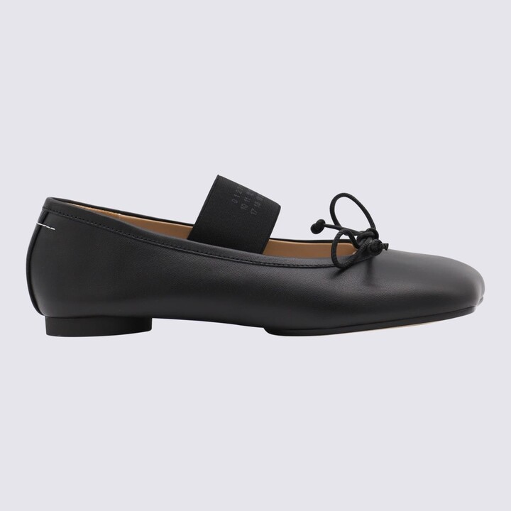 Black Leather Flats