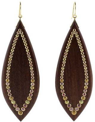 Mark Davis 18kt Yellow Gold, Wood And Gemstone Earrings