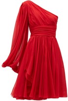 Thumbnail for your product : Giambattista Valli One-shoulder Silk-georgette Mini Dress - Red