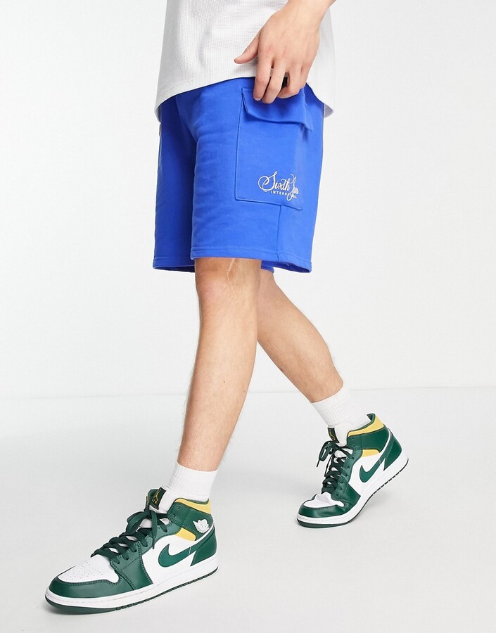 Sixth June caligraphy cargo shorts in blue - ShopStyle