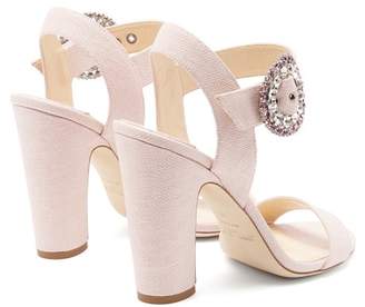 Jimmy Choo Mischa 100 Raffia Sandals - Womens - Light Pink
