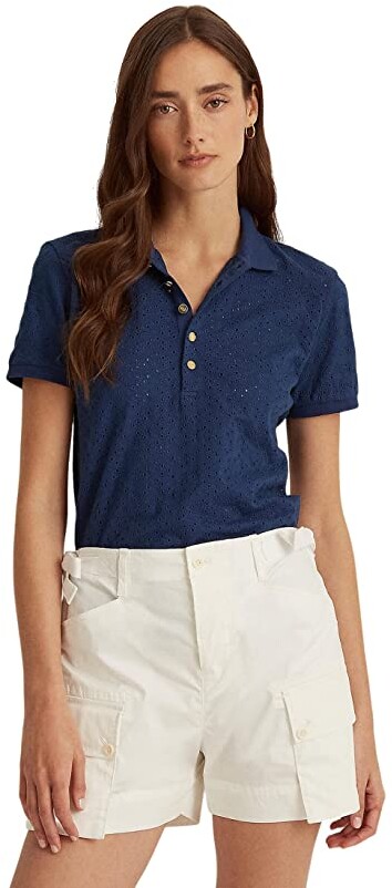 Blue Eyelet Top | Shop the world's largest collection of fashion 