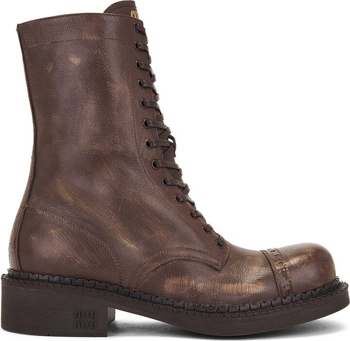 Miu Miu Combat Boot in Brown