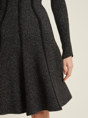 Alexander McQueen Speckled Flared-skirt Ribbed-knit Dress - Black