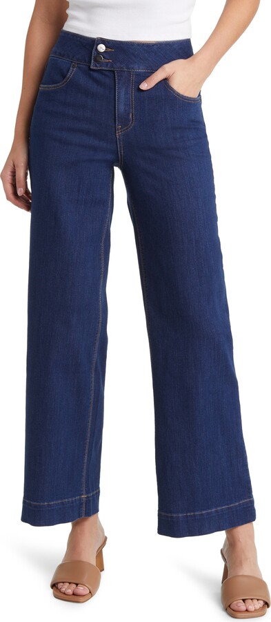 1822 Denim Two-Button High Waist Wide Leg Jeans