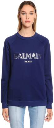 Balmain Logo Printed Cotton Jersey Sweatshirt
