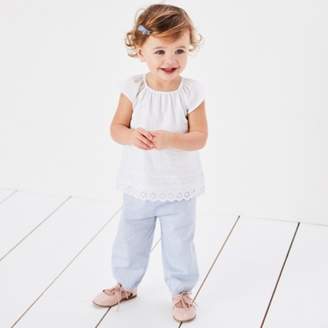 The White Company Embroidered Blouse & Trouser Set, White Blue, 3-6mths