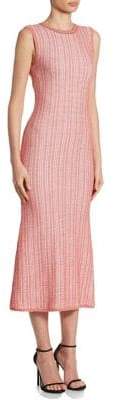 Victoria Beckham Women's Striped Crewneck Midi Dress - Red Candy - Size 3 (Medium)