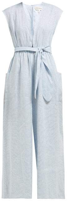 Mara Hoffman Whitney Striped Wide Leg Hemp Jumpsuit - Womens - Blue White