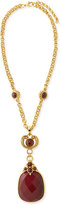 Thumbnail for your product : Jose & Maria Barrera 24k Gold Plated Red Glass Pendant Necklace