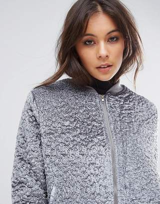 Missguided Faux Wool Bomber Jacket