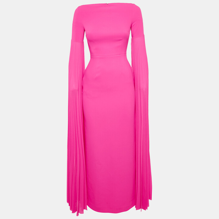 SOLACE London Fuchsia Pink Crepe Grace Maxi Dress XS