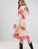 Thumbnail for your product : Glamorous Longline Cardigan With Contrast Fringing In Chunky Knit