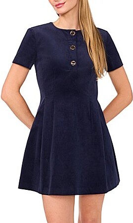 Ted Baker Corduroy Round Neck Short Sleeve A-Line Mini Dress