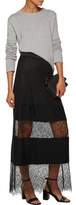 Thumbnail for your product : Maje Paneled Lace And Crepe Midi Skirt