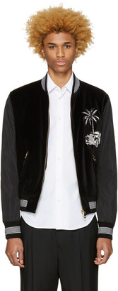 Dolce & Gabbana Black Embroidered Bomber Jacket
