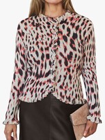 Thumbnail for your product : Pure Collection Cashmere Leopard Print Ruffle Cardigan, White/Black/Pink