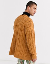 Thumbnail for your product : ASOS DESIGN oversized cable knit cardigan in tan