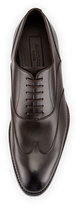 Thumbnail for your product : Ermenegildo Zegna Leather Wing-Top Oxford, Dark Brown