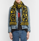 Thumbnail for your product : Vetements Reebok Free Hugs Fringed Intarsia-Knit Scarf