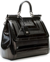 Thumbnail for your product : Dolce & Gabbana Miss Sicily Snake & Lizard Satchel Bag, Black