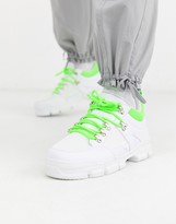 Thumbnail for your product : Truffle Collection neon chunky trainer in white