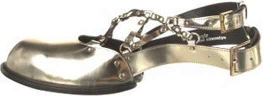 Noir Kei Ninomiya Leather Slingback Sandals Gold Leather & Metal Trim Leather, Studded & Cutout Accents Multistrap & Buckle Closure at Ankles Includes Box Unfortunately, due to restrictions, this item may not be eligible for shipping in all areas.