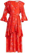 Thumbnail for your product : Borgo de Nor Aiana Dragon Print Crepe Dress - Womens - Red Print
