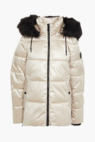 Thumbnail for your product : DKNY Faux fur-trimmed quilted shell hooded jacket