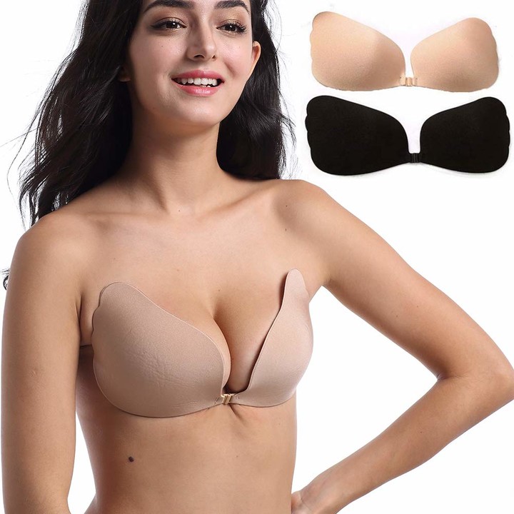 Strapless Reusable Push Up Lift Nipple Covers for Women 2 Pairs Sticky Bra Adhesive Invisible Backless Bra 
