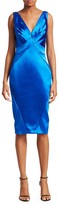 Thumbnail for your product : Zac Posen Seamed Stretch Satin V-Neck Cocktail Dress