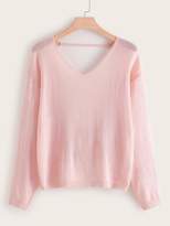 Thumbnail for your product : Shein Plus Twist Back Backless Sweater