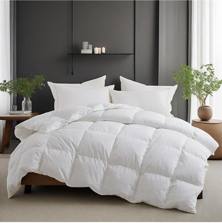 UNIKOME 300 Thread Count All Season Goose Feather Comforter Duvet Insert With 100% Cotton Cover