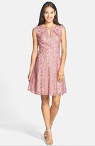Thumbnail for your product : Donna Ricco Bar Neck Metallic Lace Fit & Flare Dress