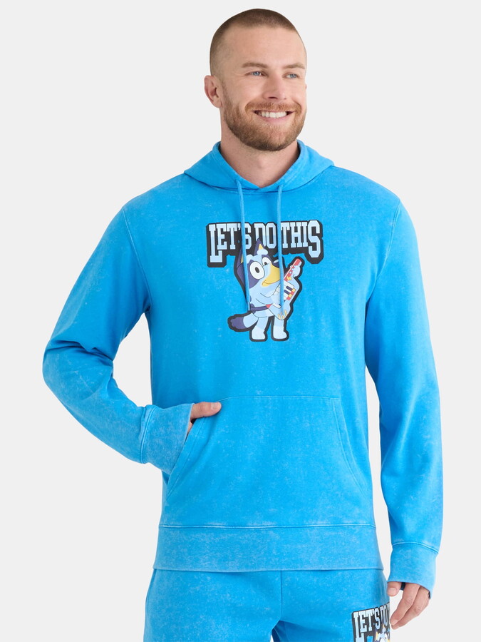 Bluey Men's and Big Men's Front Back Graphic Hoodie, Sizes XS-3XL