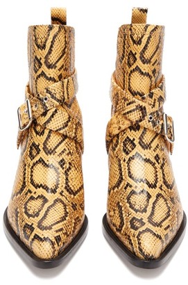 Chloé Python-effect Leather Ankle Boots - Black Yellow