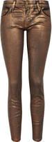 Thumbnail for your product : Current/Elliott The Stiletto coated low-rise skinny jeans