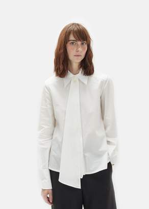 Lemaire Cotton Poplin Asymmetrical Shirt Chalk Size: FR 34