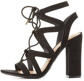 Thumbnail for your product : Charlotte Russe Bamboo Caged Lace-Up Sandals