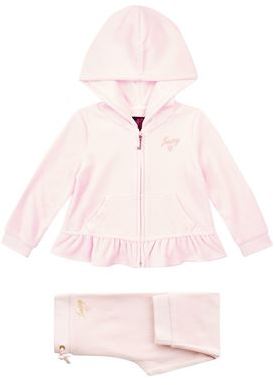 Juicy Couture Embroidered Hearts Ruffle Velour Tracksuit