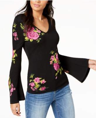 INC International Concepts Anna Sui Loves Floral Jacquard Sweater, Created for Macy's