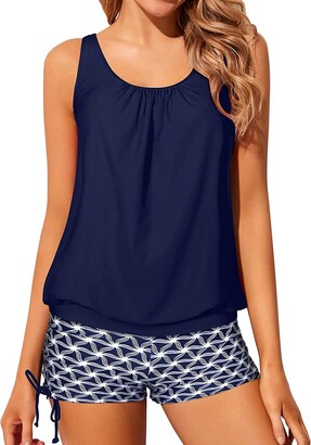 Yonique Blouson Tankini Swimsuits for Women 2 Piece Bathing Suits Tops with  Boyshorts Modest Loose Fit Swimwear - ShopStyle