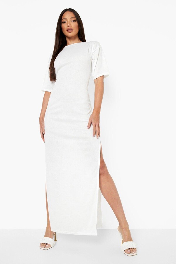 white side split maxi dress