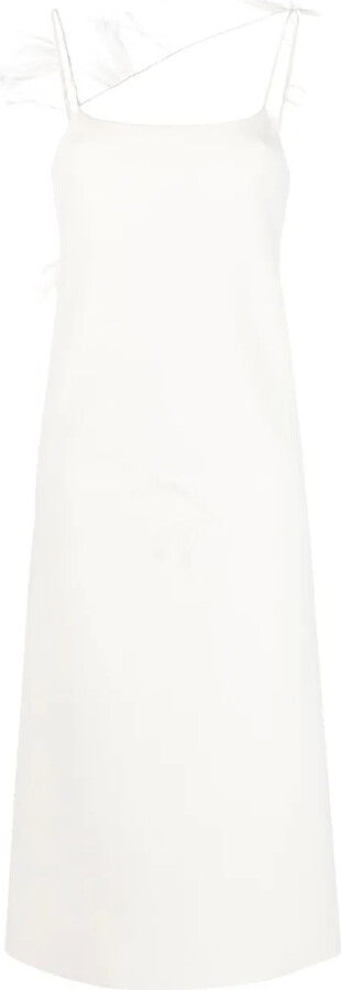 Jil Sander Feather-Trim Slip Dress