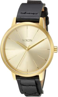 Nixon Women's A1082143 Kensington Gold-Tone Watch with Black Genuine Leather Band