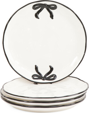 TJMAXX 4Pk Hand Painted Bow Side Plates
