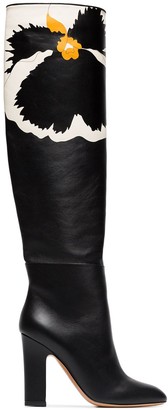 Valentino Floral Knee High Boots